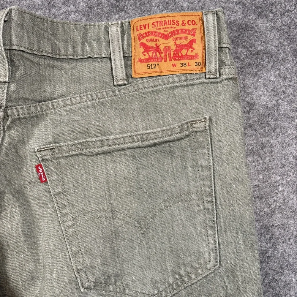 Levi's 512 Slim‎ Taper Jeans Mens 38x30 Green Sage Denim Pants 28833-0614